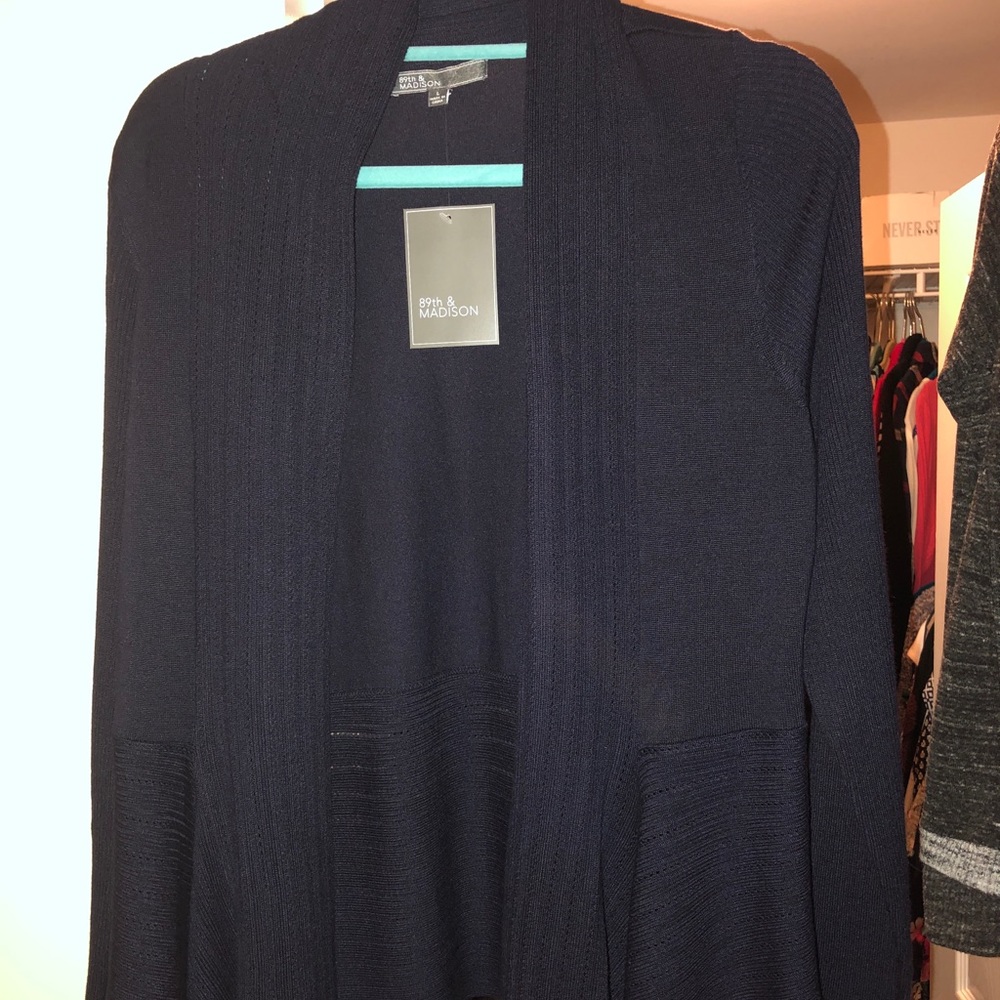 89th & Madison Cardigan Sweater Navy Blue